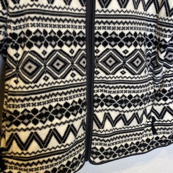Talbots Geometric Print Fair Isle Polar Fleece Zipper Jacket EUC Sz XLP Poly - Picture 2 of 12